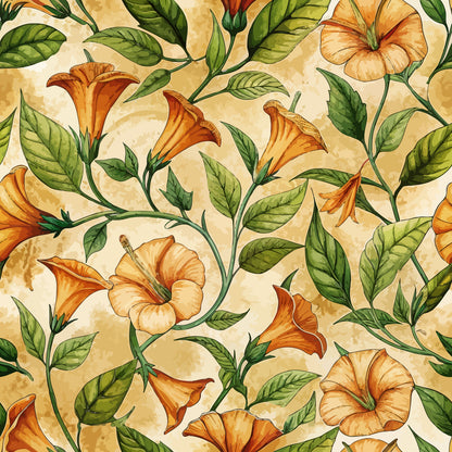 Art Nouveau Trumpet Vines Pattern 1 Quilting Cotton Fabric