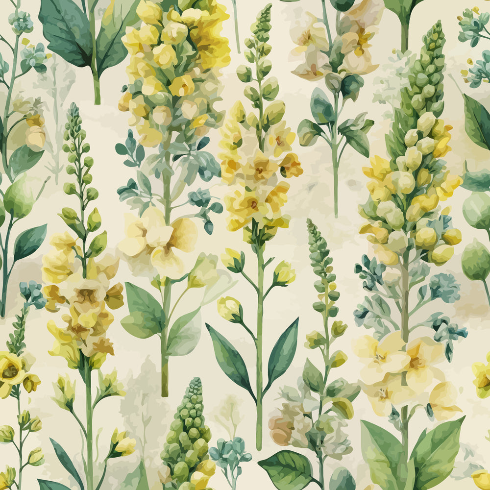 Art Nouveau Verbascum Flowers Pattern 1 Quilting Cotton Fabric