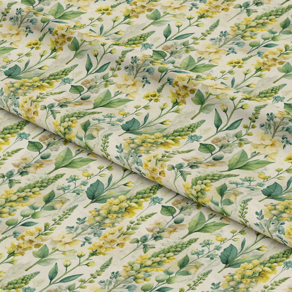 Art Nouveau Verbascum Flowers Pattern 1 Quilting Cotton Fabric