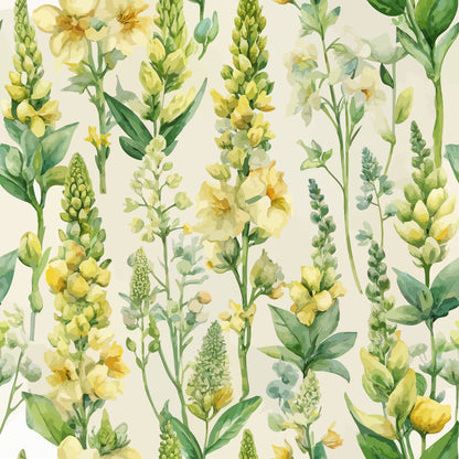 Art Nouveau Verbascum Flowers Pattern 2 Quilting Cotton Fabric