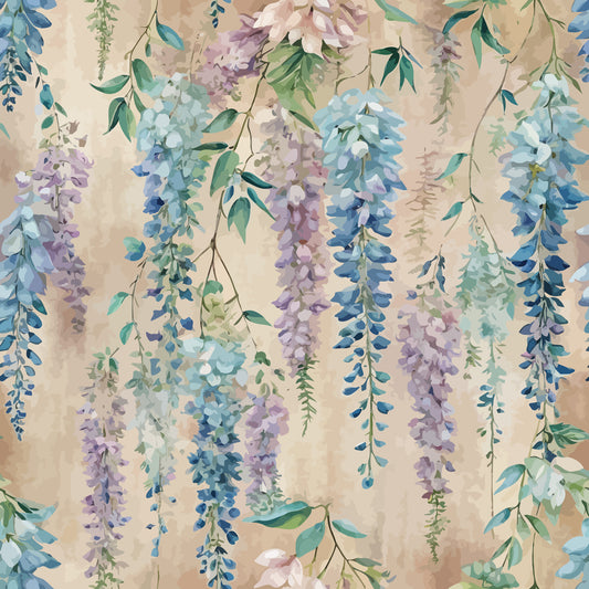 Art Nouveau Wisteria Vines Pattern 2 Quilting Cotton Fabric