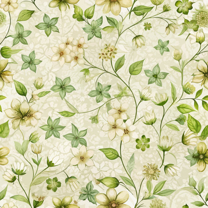 Art Nouveau Woodruff Flowers Pattern 1 Quilting Cotton Fabric