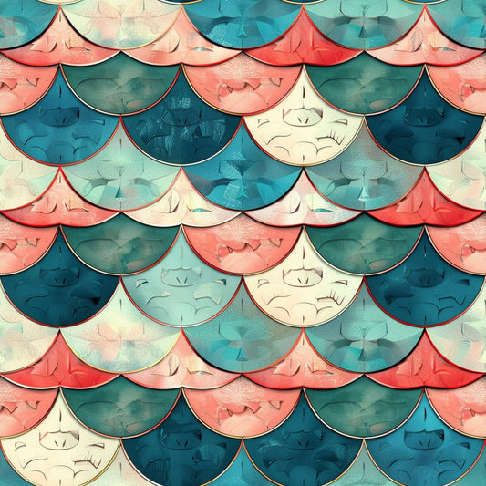 Art Deco Fish Scales Pattern 11 Quilting Cotton Fabric