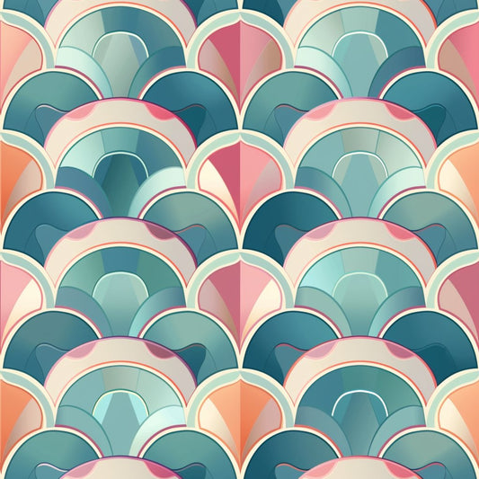 Art Deco Fish Scales Pattern 13 Quilting Cotton Fabric