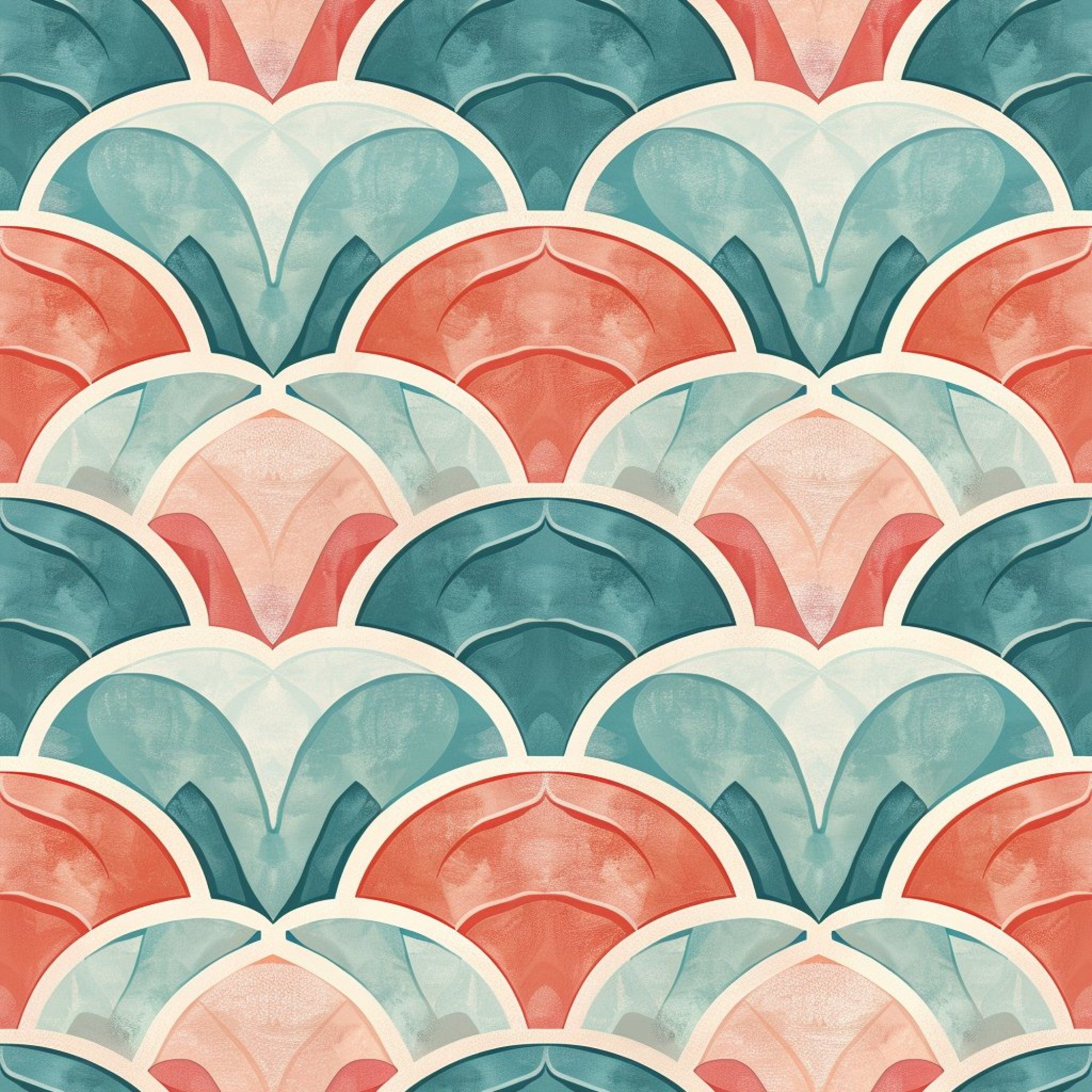 Art Deco Fish Scales Pattern 15 Quilting Cotton Fabric ...