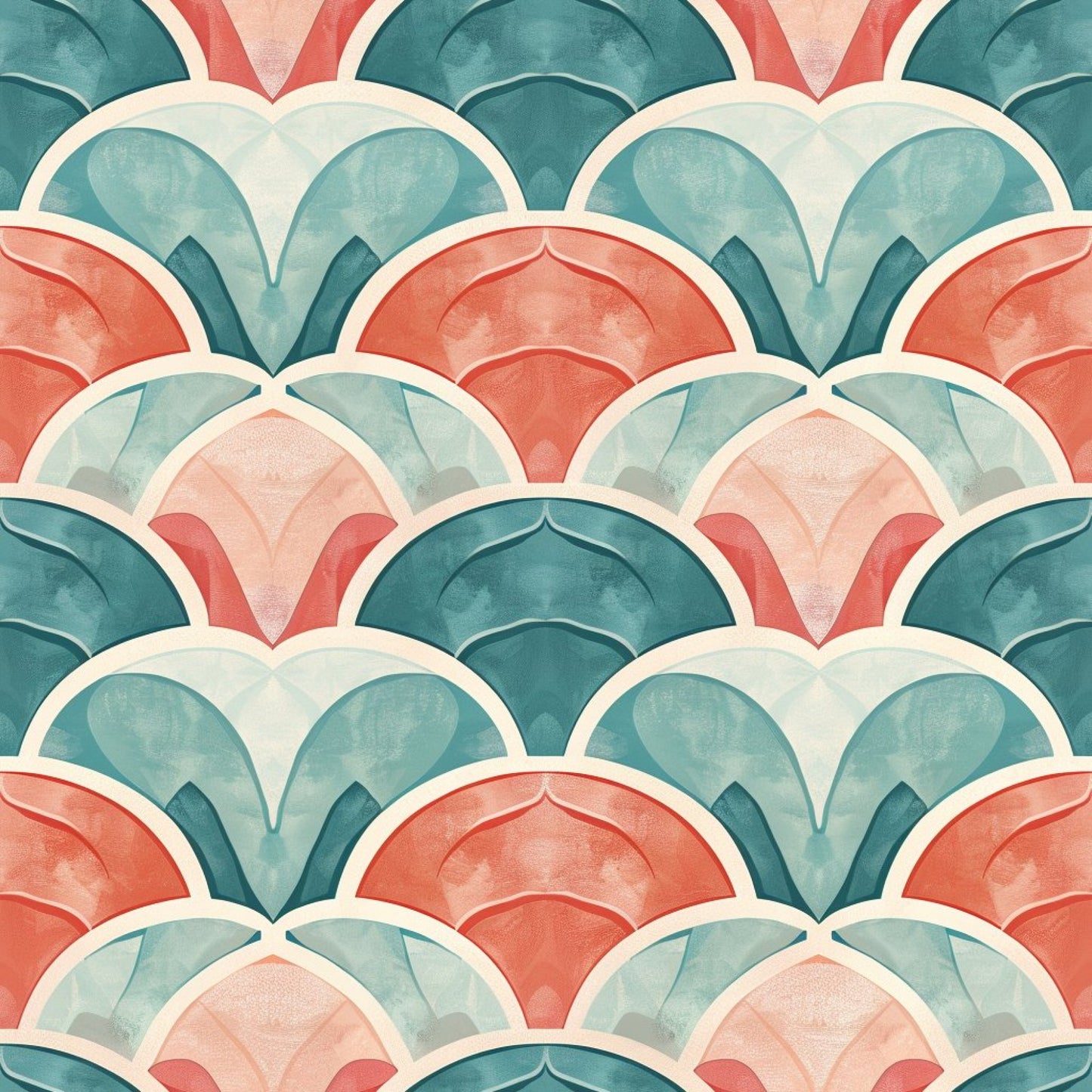 Art Deco Fish Scales Pattern 15 Quilting Cotton Fabric