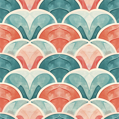 Art Deco Fish Scales Pattern 15 Quilting Cotton Fabric