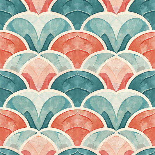 Art Deco Fish Scales Pattern 15 Quilting Cotton Fabric