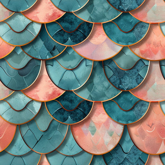 Art Deco Fish Scales Pattern 16 Quilting Cotton Fabric