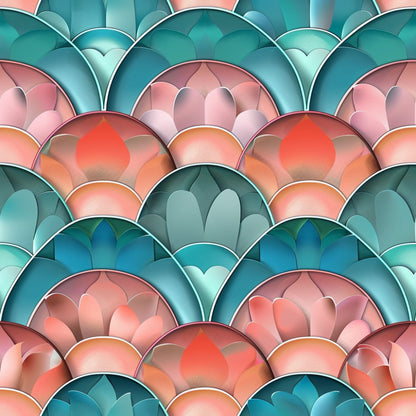 Art Deco Fish Scales Pattern 17 Quilting Cotton Fabric