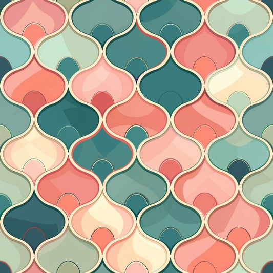 Art Deco Fish Scales Pattern 18 Quilting Cotton Fabric