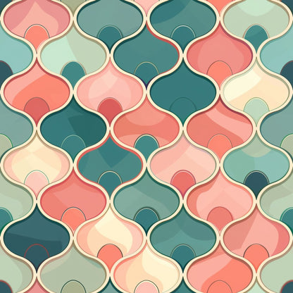 Art Deco Fish Scales Pattern 18 Quilting Cotton Fabric