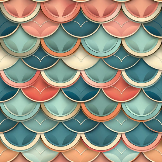 Art Deco Fish Scales Pattern 6 Quilting Cotton Fabric