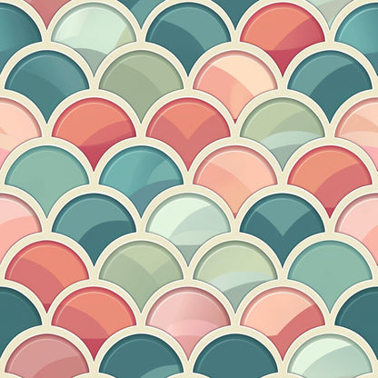 Art Deco Fish Scales Pattern 7 Quilting Cotton Fabric