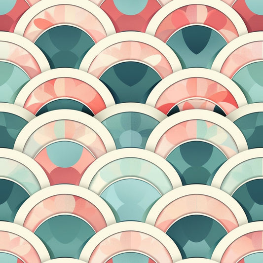Art Deco Fish Scales Pattern 8 Quilting Cotton Fabric