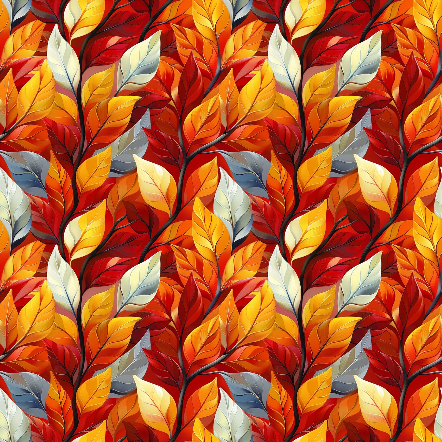 Artistic Autumn Leaves Pattern 5 Quilting Cotton Fabric