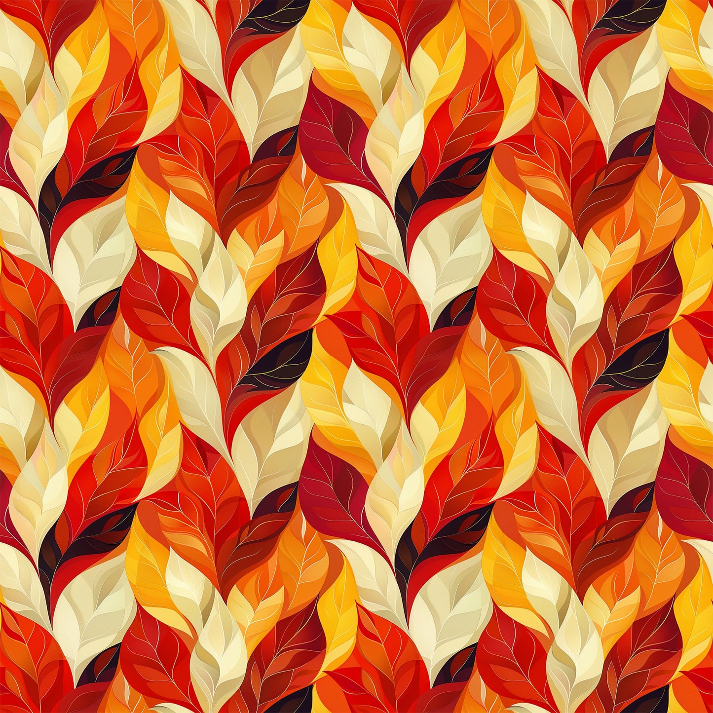 Artistic Autumn Leaves Pattern 7 Quilting Cotton Fabric