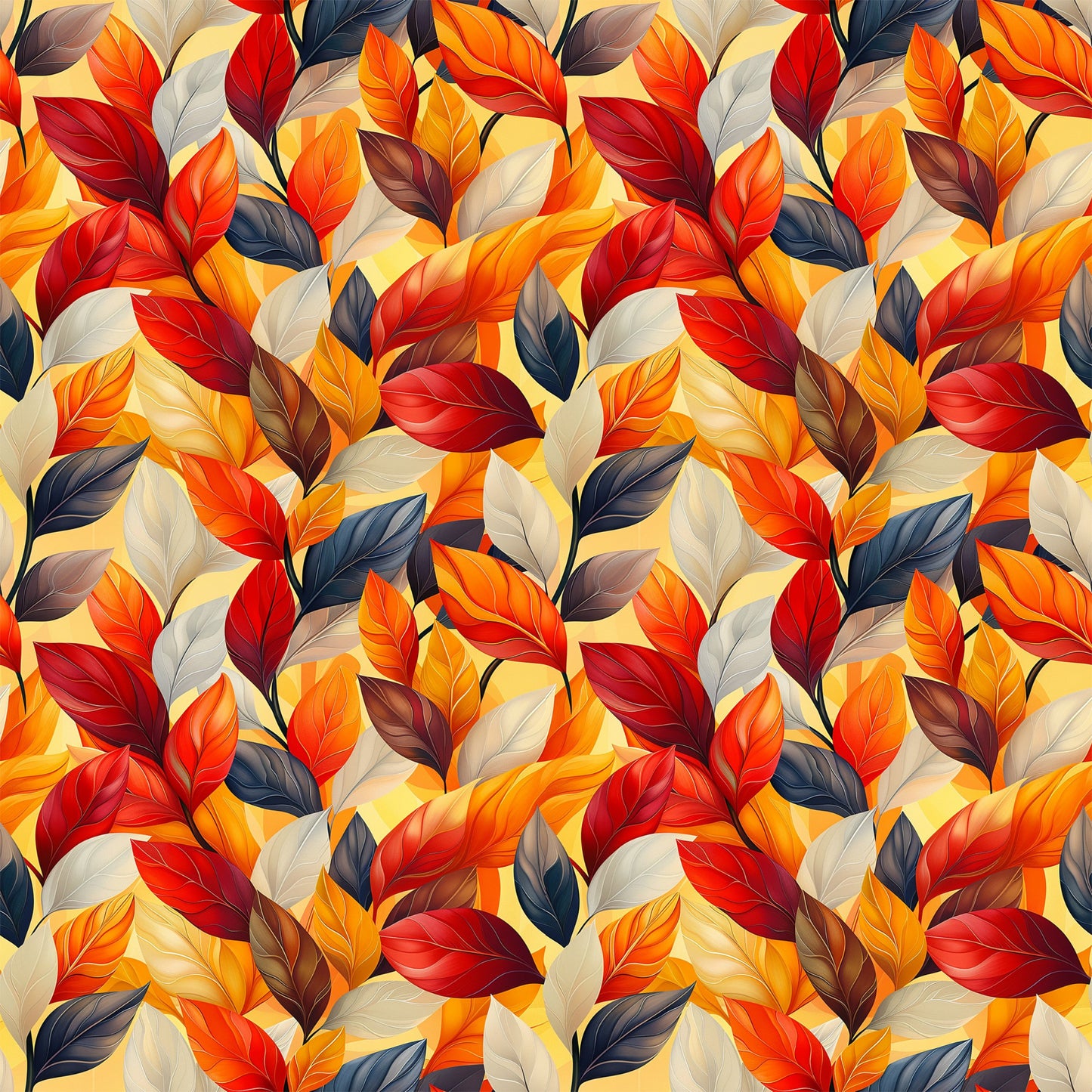 Artistic Autumn Leaves Pattern 8 Quilting Cotton Fabric