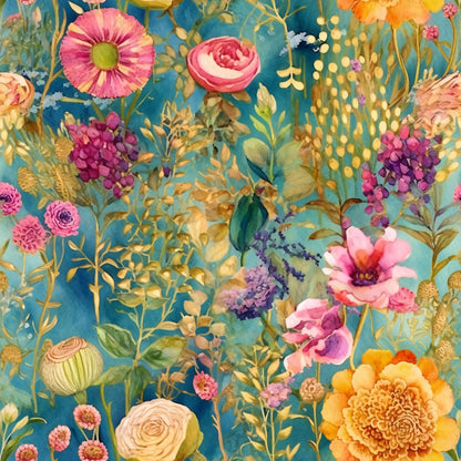 Artists Garden Wildflowers Floral Meadow Pattern 13 Quilting Cotton Fabric 45