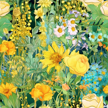 Artists Garden Wildflowers Floral Meadow Pattern 4 Quilting Cotton Fabric