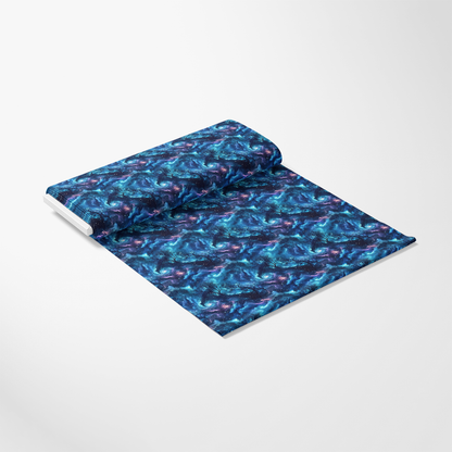 - Aurora Starry Night Sky Pattern 14 Quilting Cotton Fabric  
- Blue, navy, purple, black, teal  
- Starry, celestial, night sky, swirling, cosmic, abstract  
- Quilting, cotton, fabric, textile, cloth, material  
- Premium, soft, smooth, vibrant, durable, printed