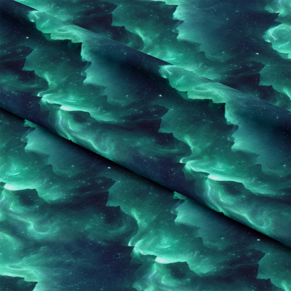 Aurora Starry Night Sky Pattern 20 Quilting Cotton Fabric, teal, green, dark blue, celestial, night sky, starry, swirling, fabric, cotton, quilting, soft texture, premium cotton fabric, sewing material, craft fabric, printed fabric, yardage fabric
