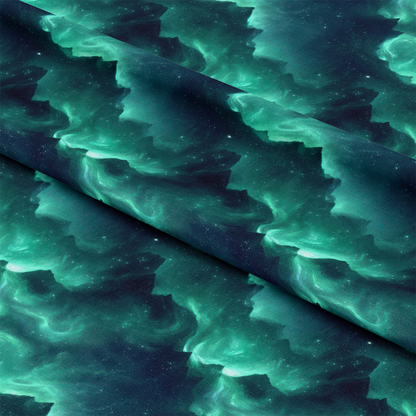 Aurora Starry Night Sky Pattern 20 Quilting Cotton Fabric, teal, green, dark blue, celestial, night sky, starry, swirling, fabric, cotton, quilting, soft texture, premium cotton fabric, sewing material, craft fabric, printed fabric, yardage fabric