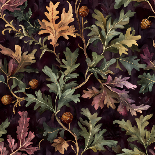 Autumn Oak And Berry Pattern 1 Quilting Cotton Fabric
