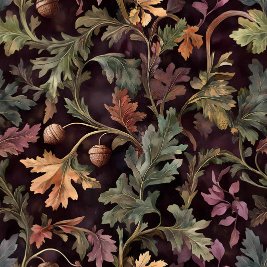 Autumn Oak And Berry Pattern 20 Quilting Cotton Fabric