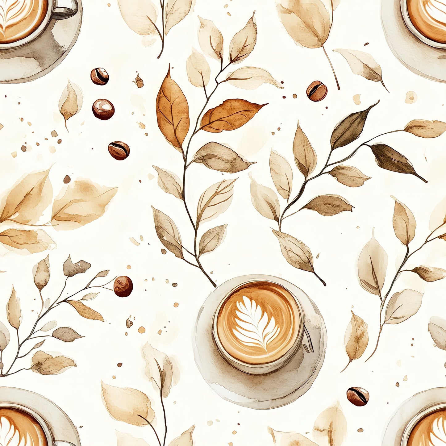 Autumn Watercolor Pattern 10 Quilting Cotton Fabric