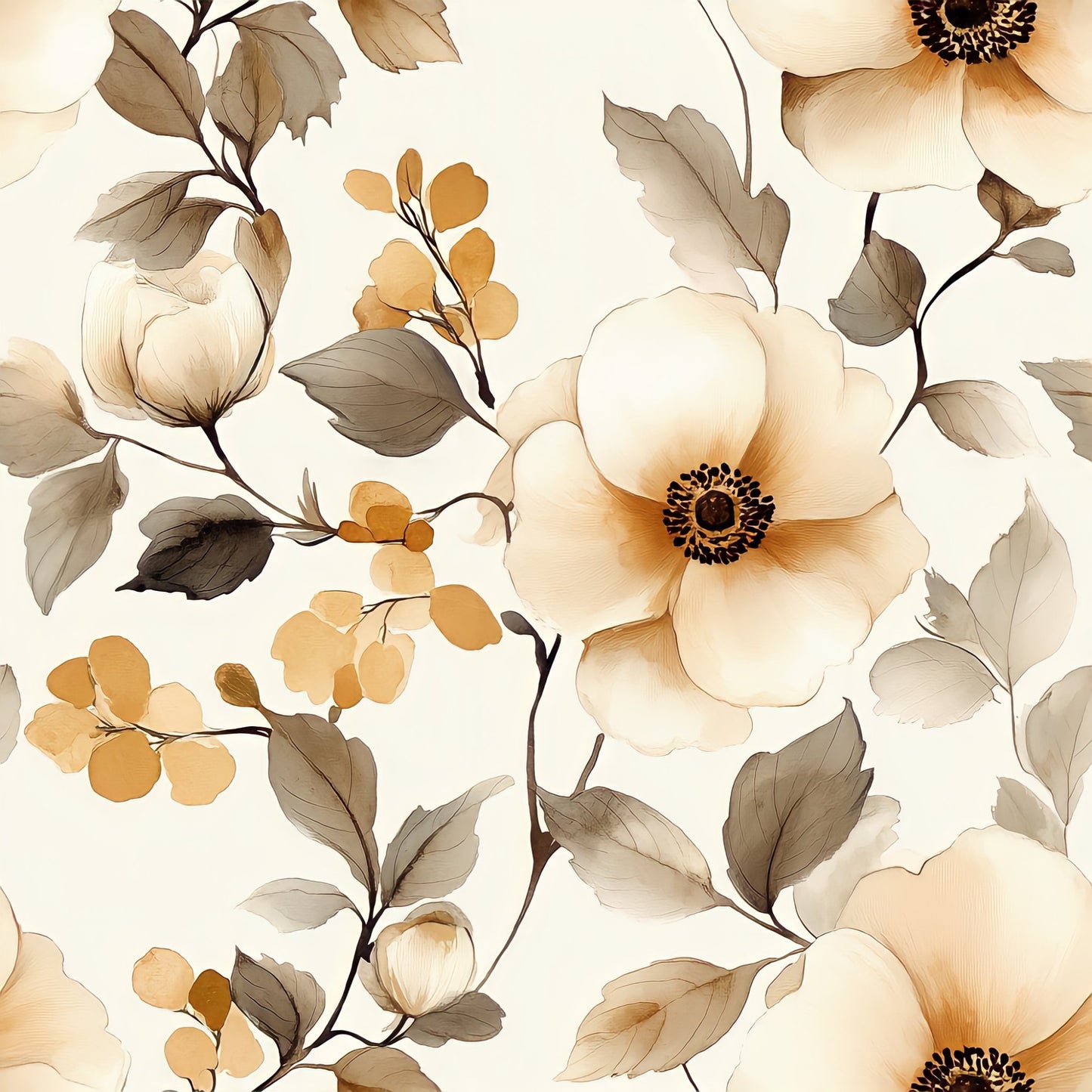 Autumn Watercolor Pattern 13 Quilting Cotton Fabric