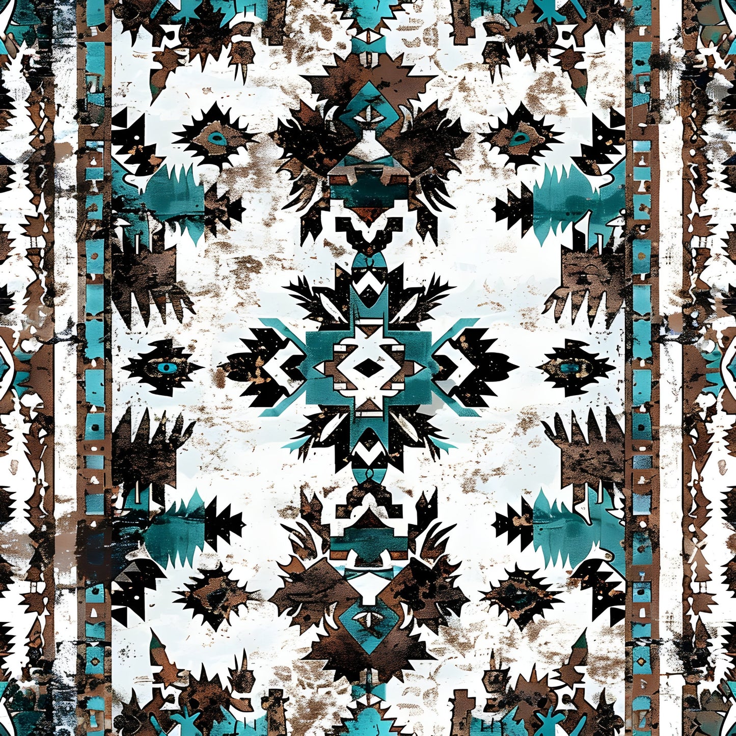 Aztec Turquoise Pattern 11 Quilting Cotton Fabric