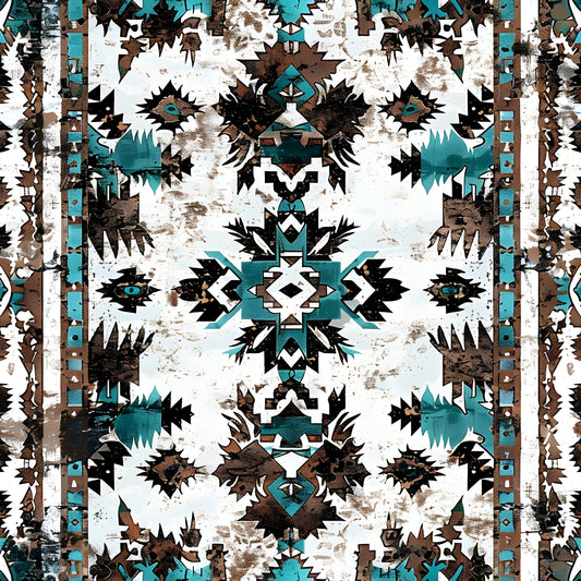 Aztec Turquoise Pattern 11 Quilting Cotton Fabric