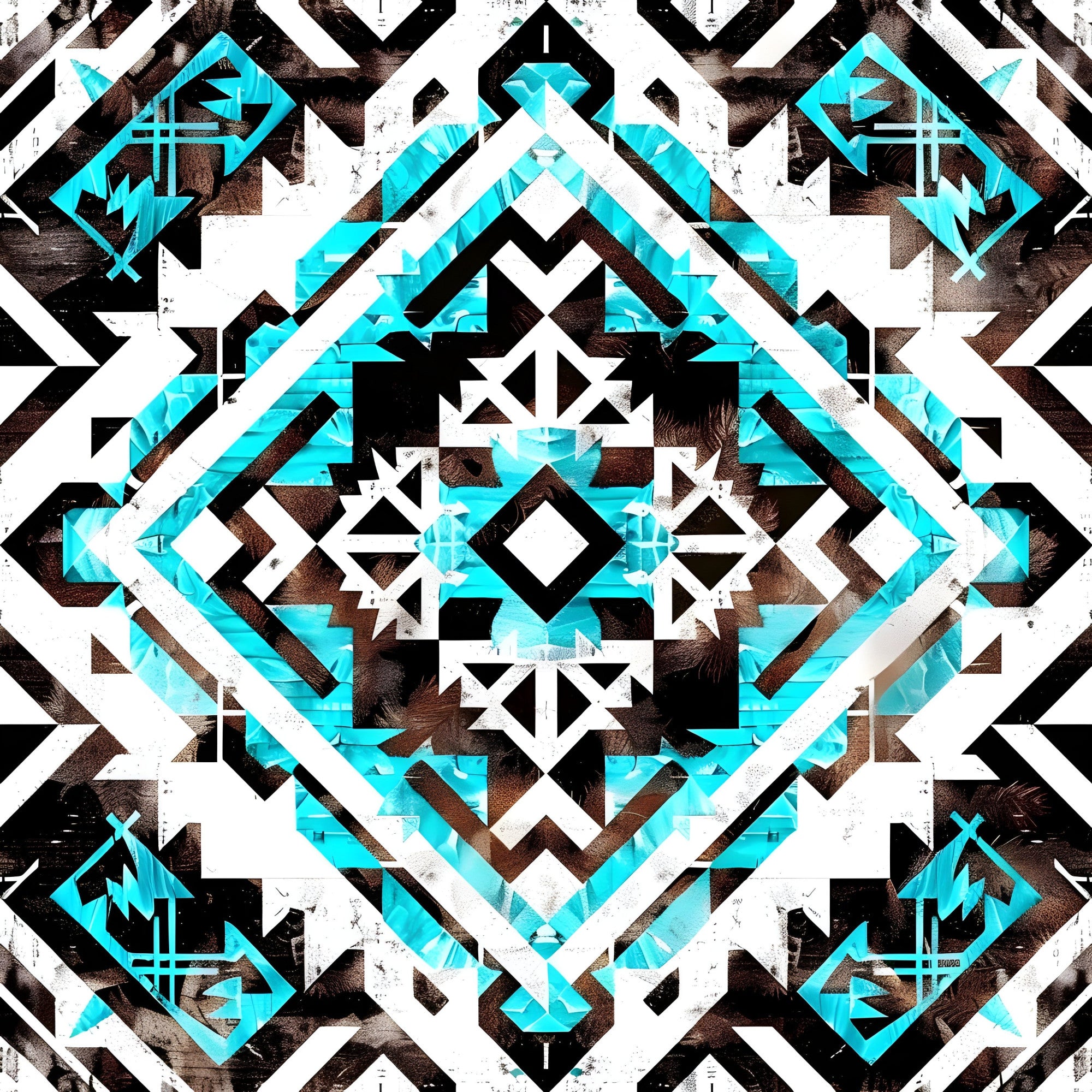 Aztec Turquoise Pattern 13 Quilting Cotton Fabric – FabricMegaStore.com