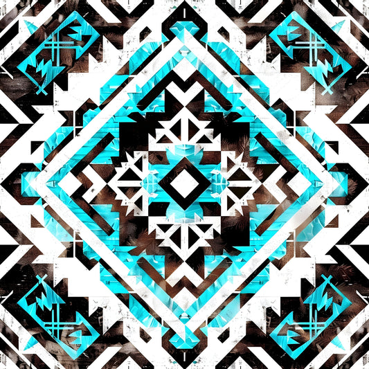 Aztec Turquoise Pattern 13 Quilting Cotton Fabric