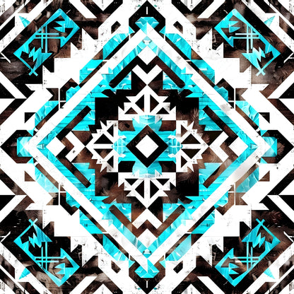 Aztec Turquoise Pattern 13 Quilting Cotton Fabric