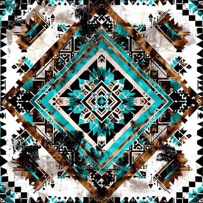 Aztec Turquoise Pattern 14 Quilting Cotton Fabric