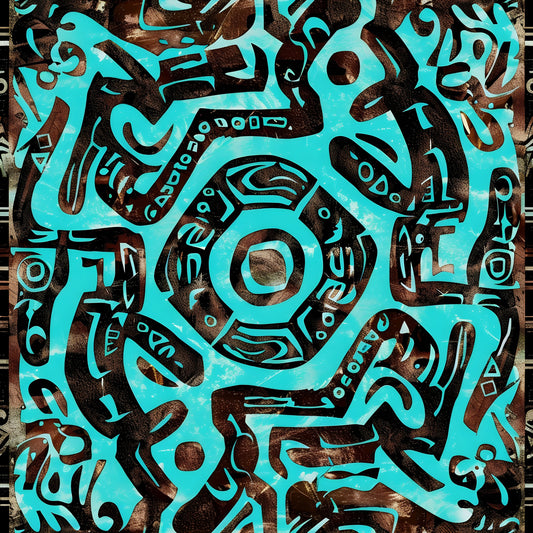 Aztec Turquoise Pattern 15 Quilting Cotton Fabric
