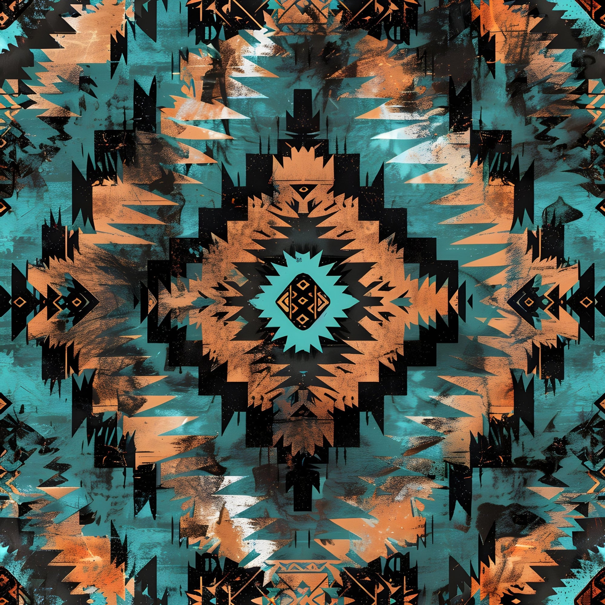 Aztec Turquoise Pattern 17 Quilting Cotton Fabric – FabricMegaStore.com