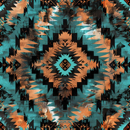 Aztec Turquoise Pattern 17 Quilting Cotton Fabric