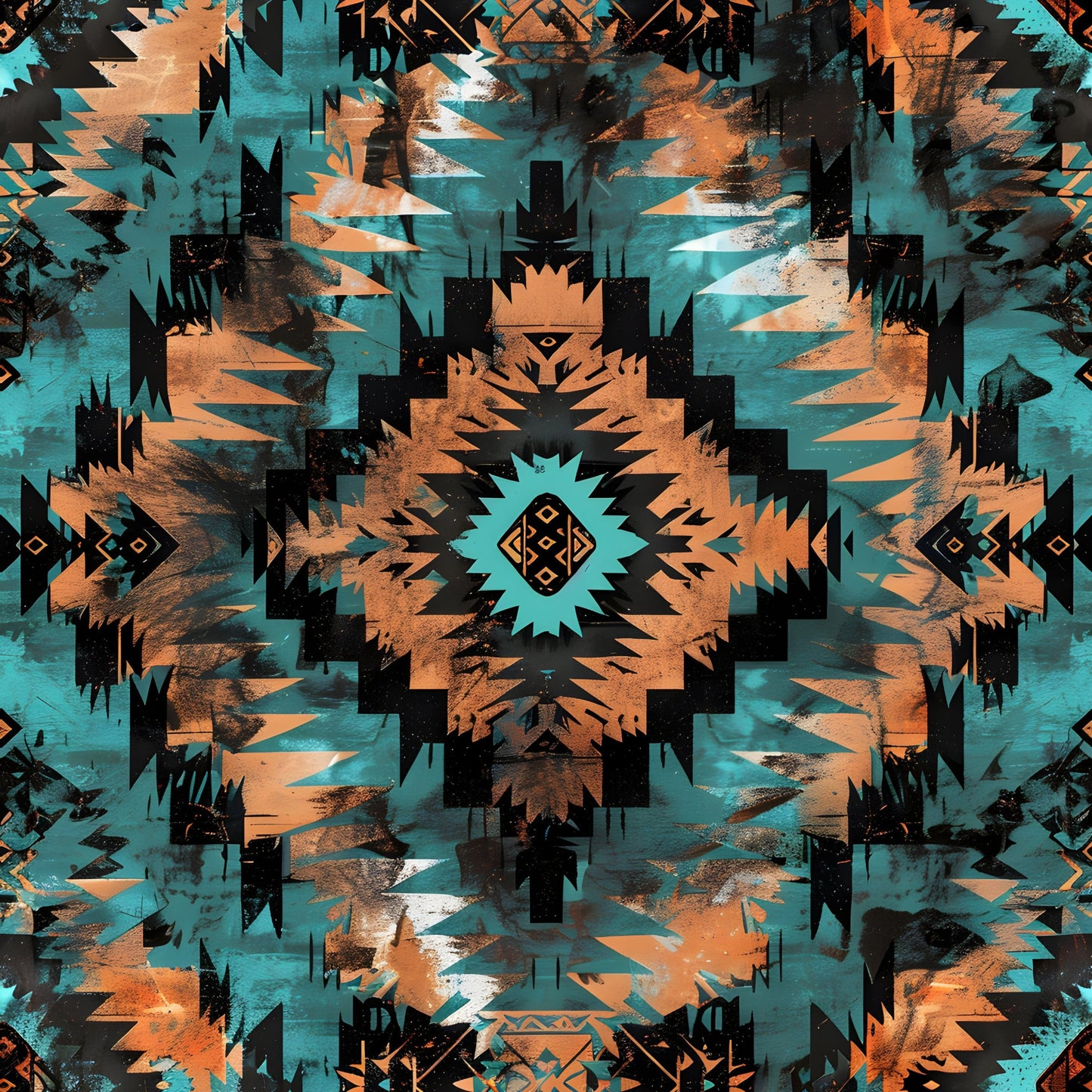 Aztec Turquoise Pattern 17 Quilting Cotton Fabric