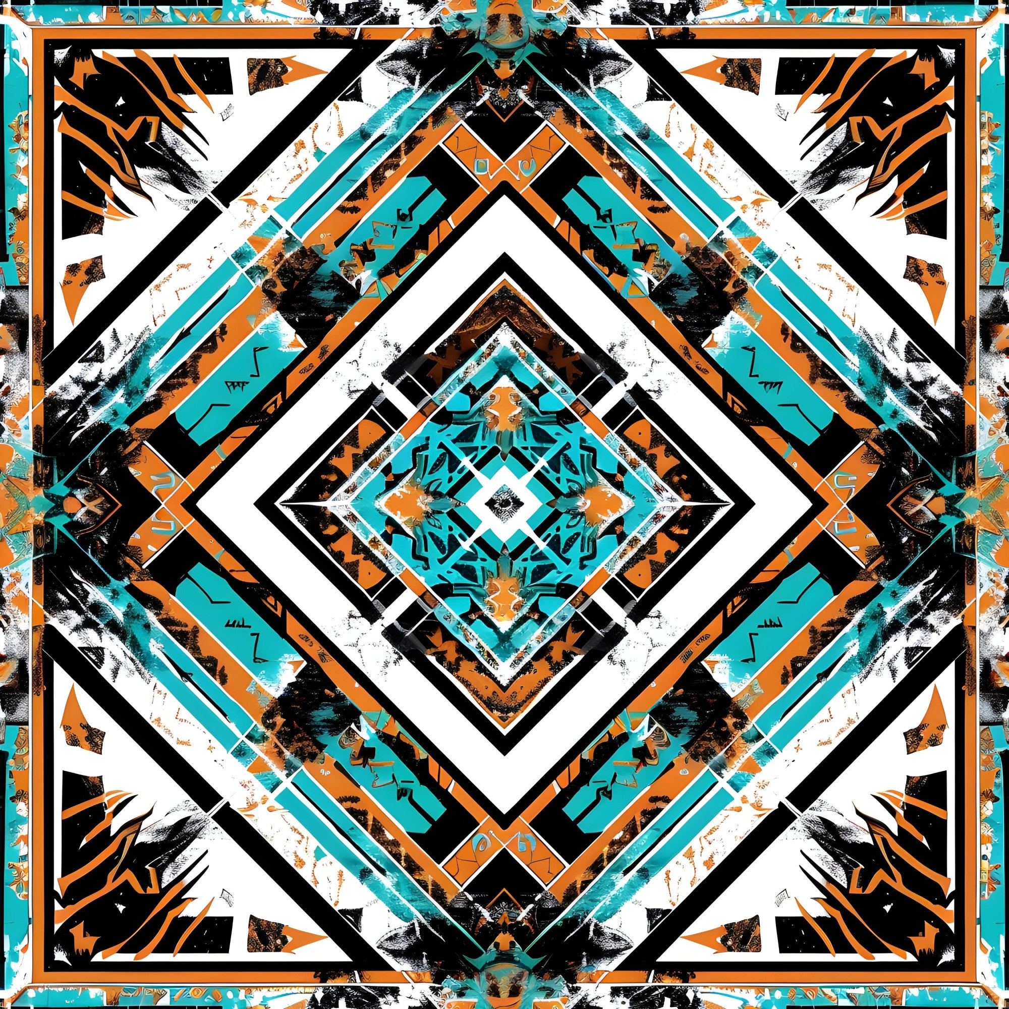 Aztec Turquoise Color Aztec Turquoise Pattern 19 Quilting Cotton Fabric – FabricMegaStore.com