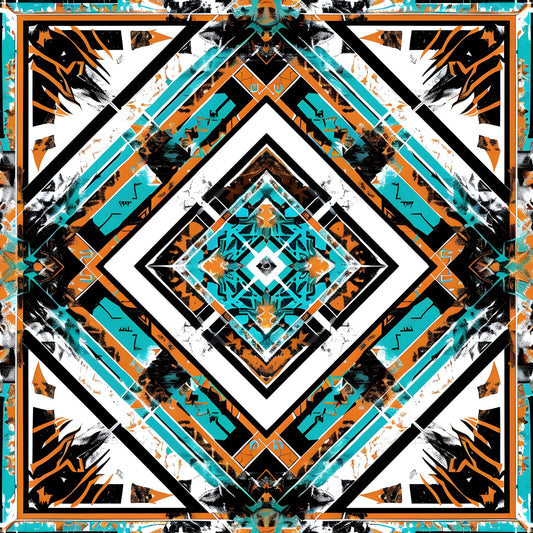 Aztec Turquoise Pattern 19 Quilting Cotton Fabric