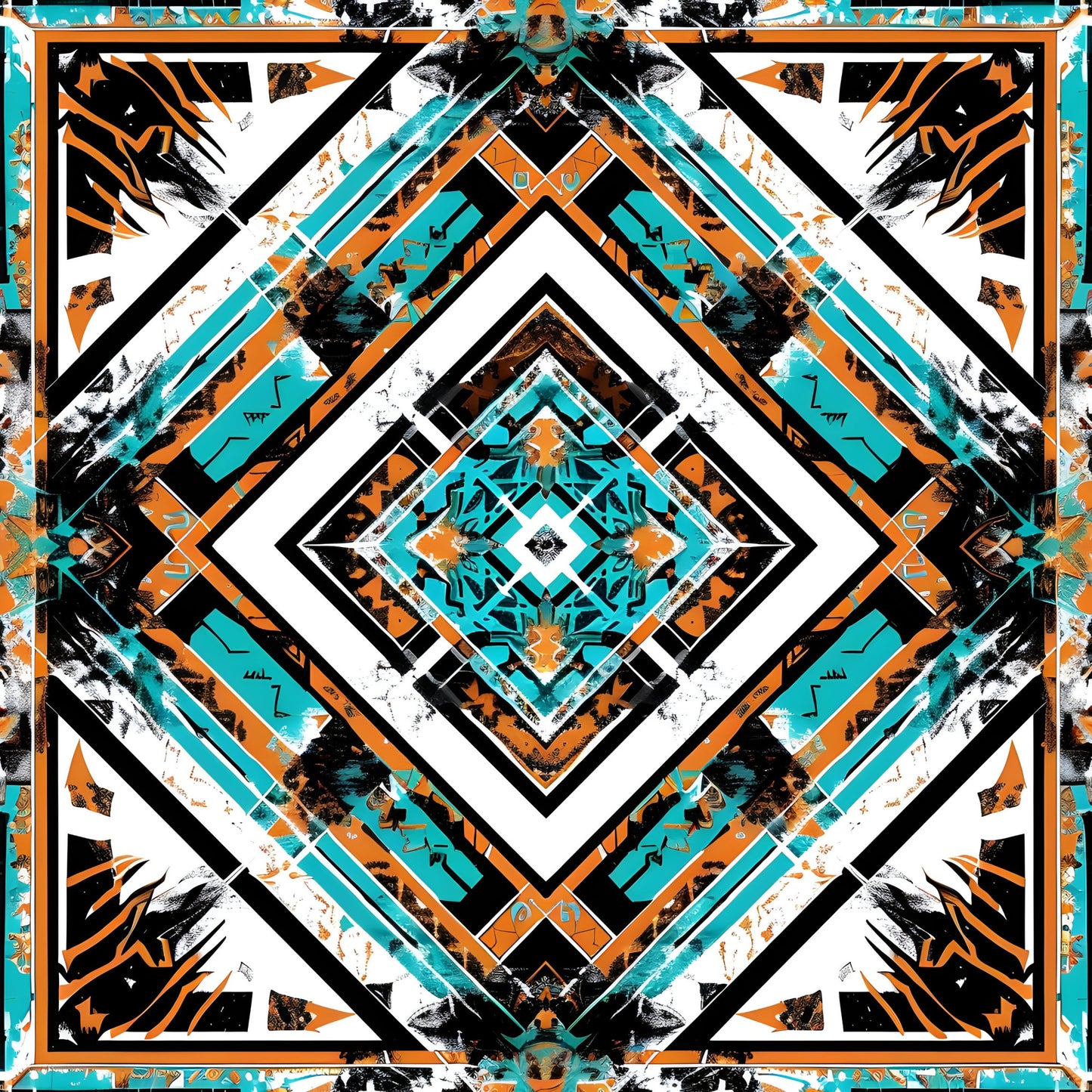 Aztec Turquoise Pattern 19 Quilting Cotton Fabric