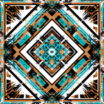 Aztec Turquoise Pattern 19 Quilting Cotton Fabric