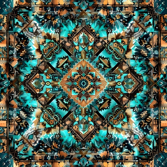 Aztec Turquoise Pattern 21 Quilting Cotton Fabric