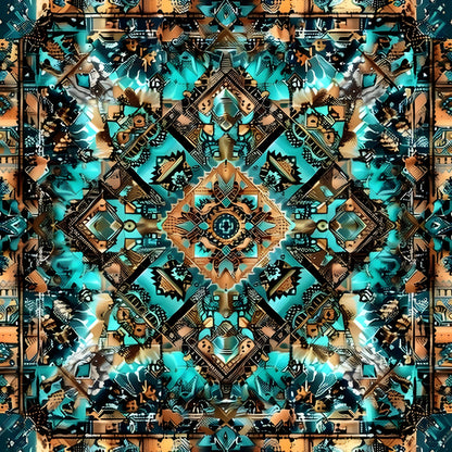 Aztec Turquoise Pattern 21 Quilting Cotton Fabric