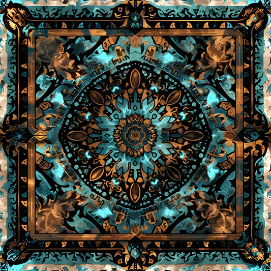 Aztec Turquoise Pattern 22 Quilting Cotton Fabric