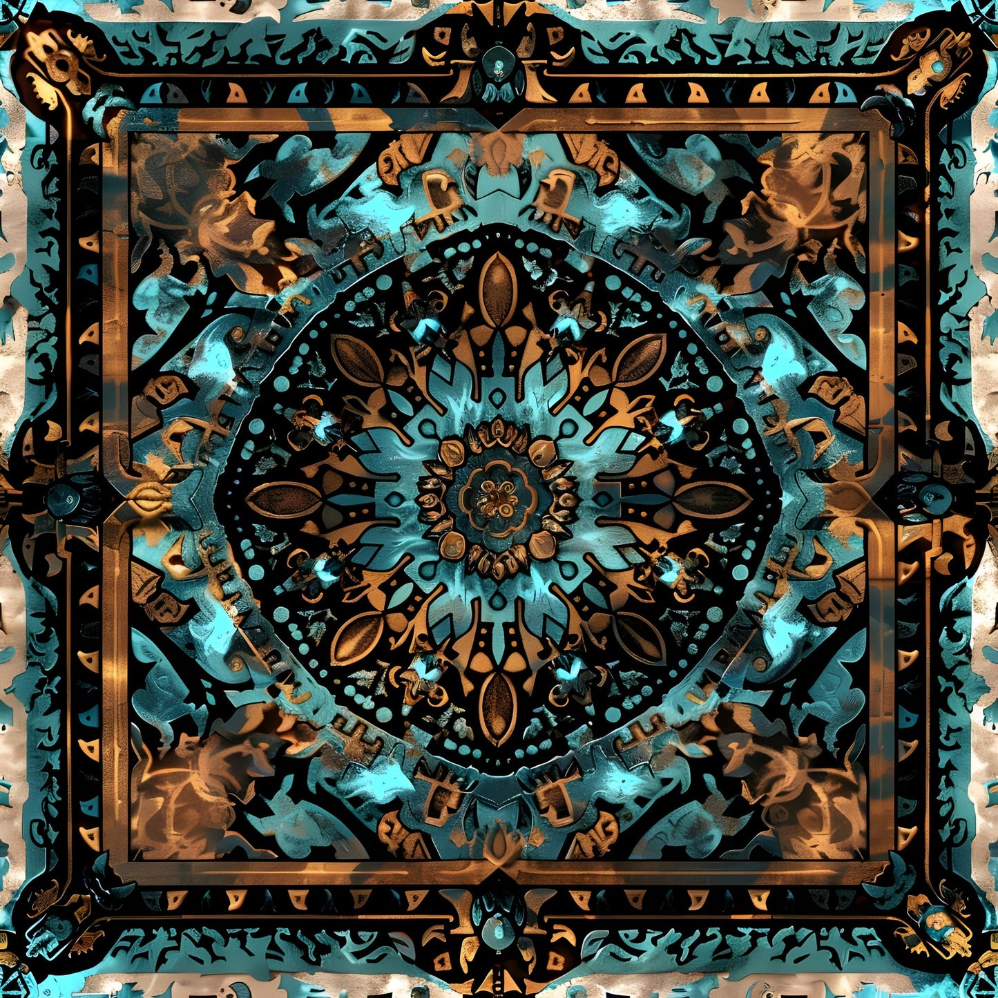 Aztec Turquoise Pattern 22 Quilting Cotton Fabric