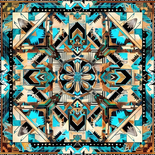 Aztec Turquoise Pattern 23 Quilting Cotton Fabric